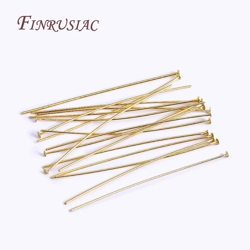 50 Pcs Flat Head Pins – 18K Gold & Silver Plated Jewelry Findings