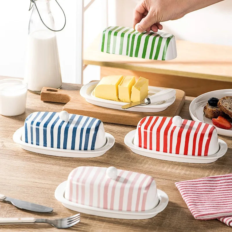 Hand-Painted Ceramic Butter Dish | Underglaze Color Design