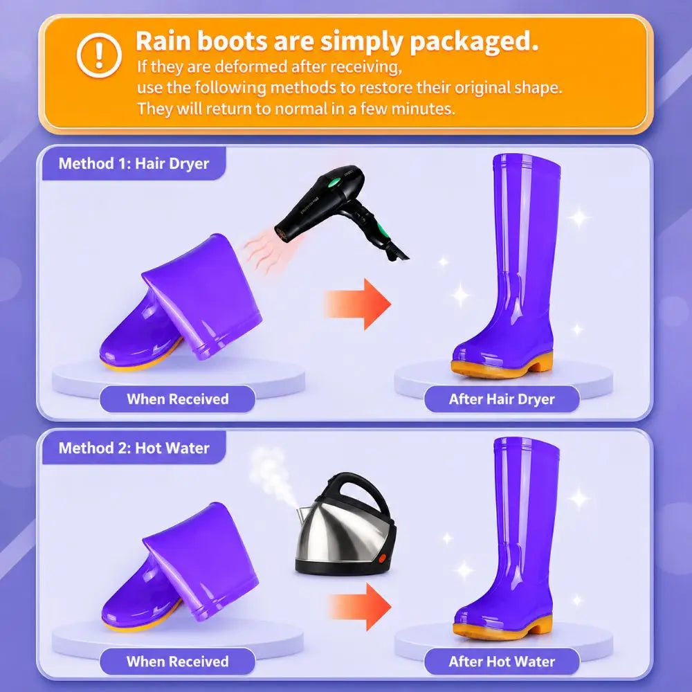 Women's Waterproof Mid-Calf Rain Boots – Non-Slip PVC Garden Boots
