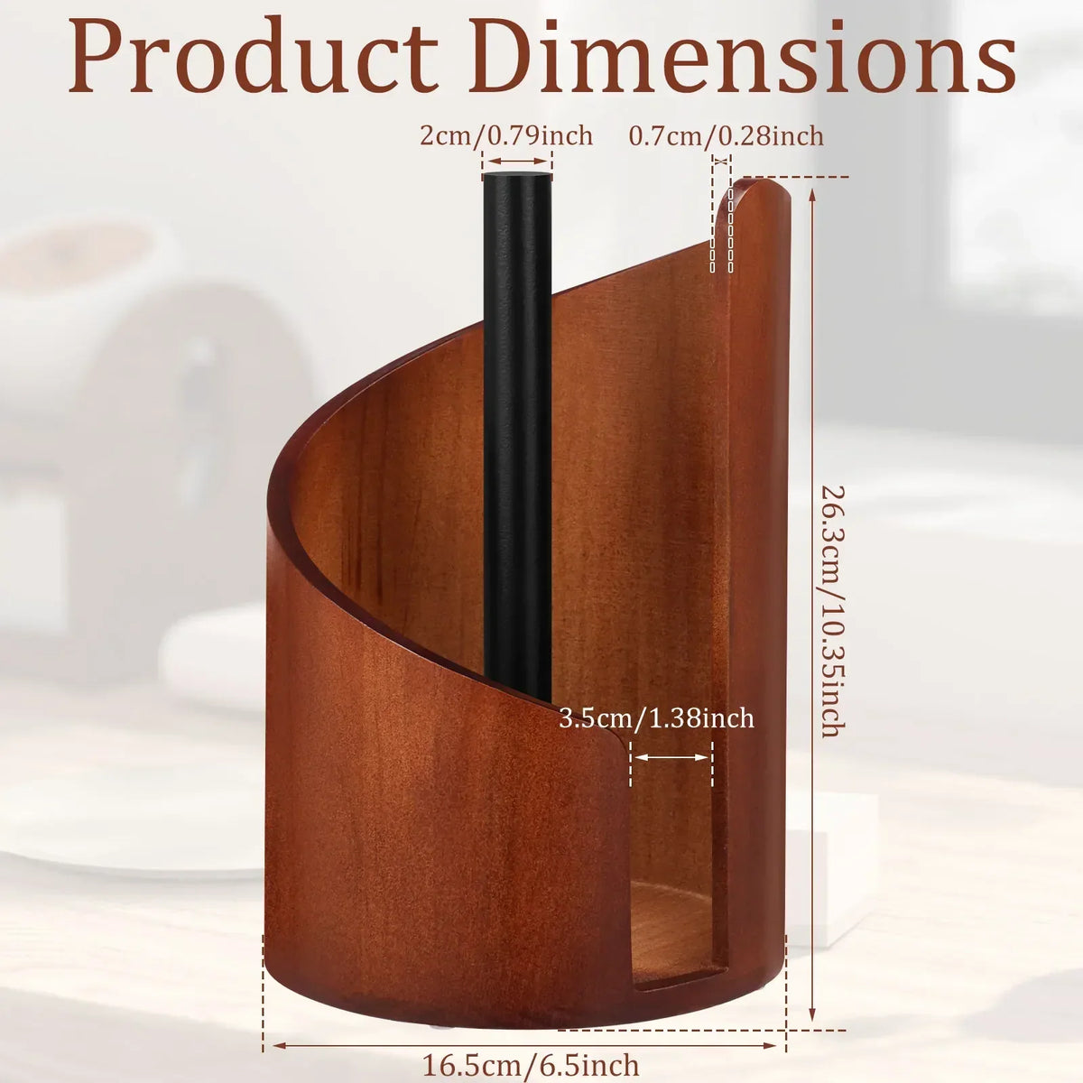 Wooden Spiral Paper Towel Holder – Countertop Stand