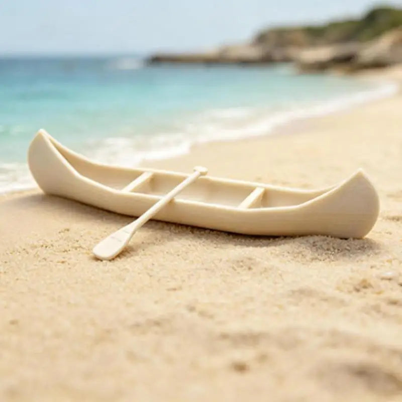 Miniature Canoe Boat Model Figurine Desktop Dollhouse Ornament