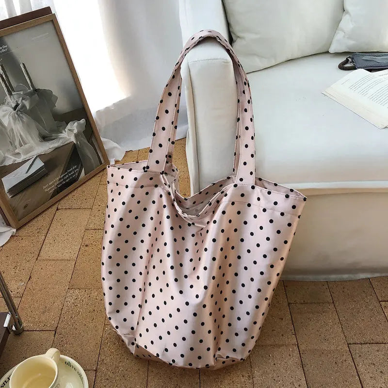 Nixie Retro Polka Dot Tote Bag – Large Women's Shoulder Bag