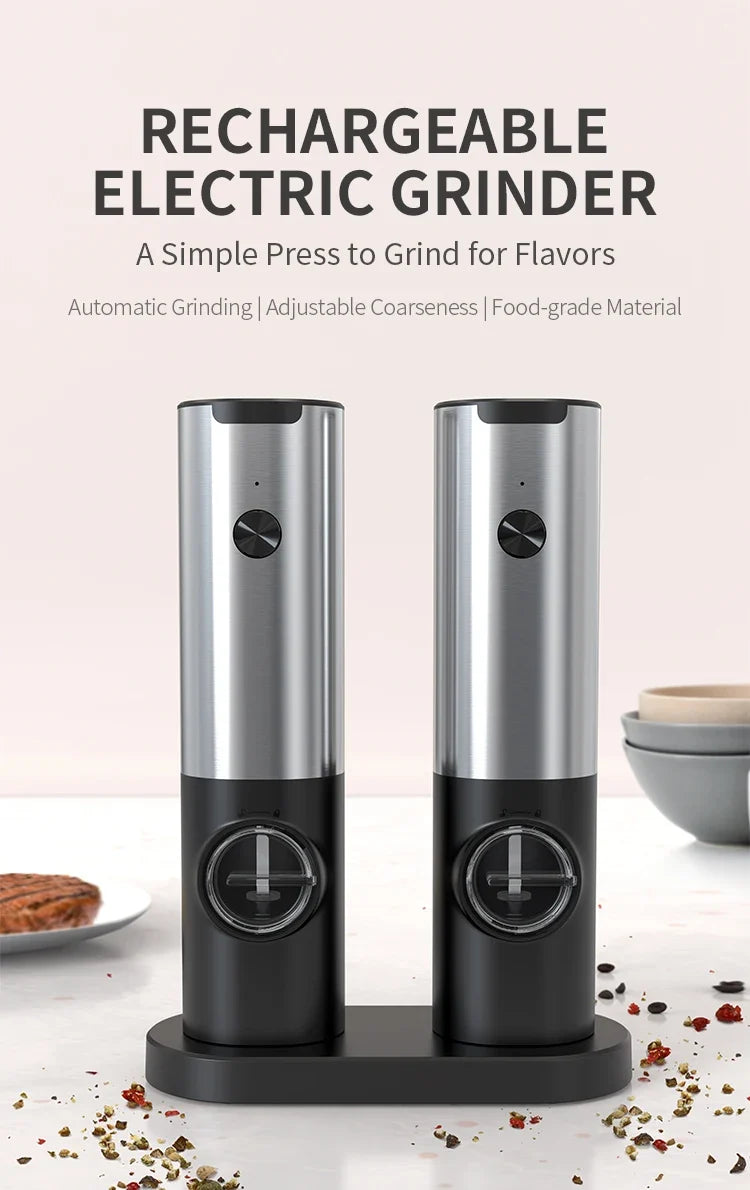 CLITON Electric Salt & Pepper Grinder Set | USB Rechargeable