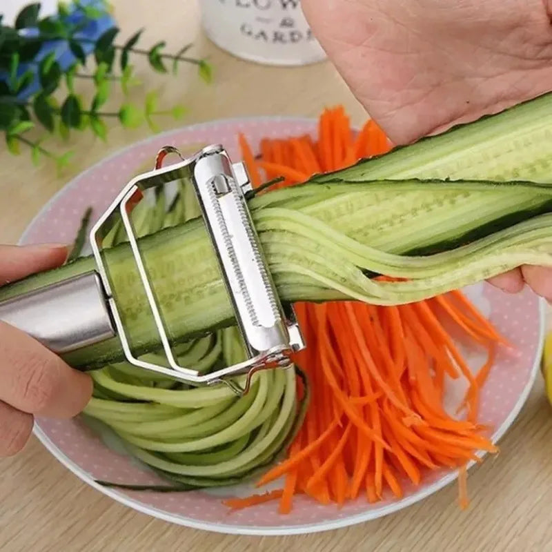Stainless Steel Julienne Peeler & Grater – 2-in-1 Kitchen Tool