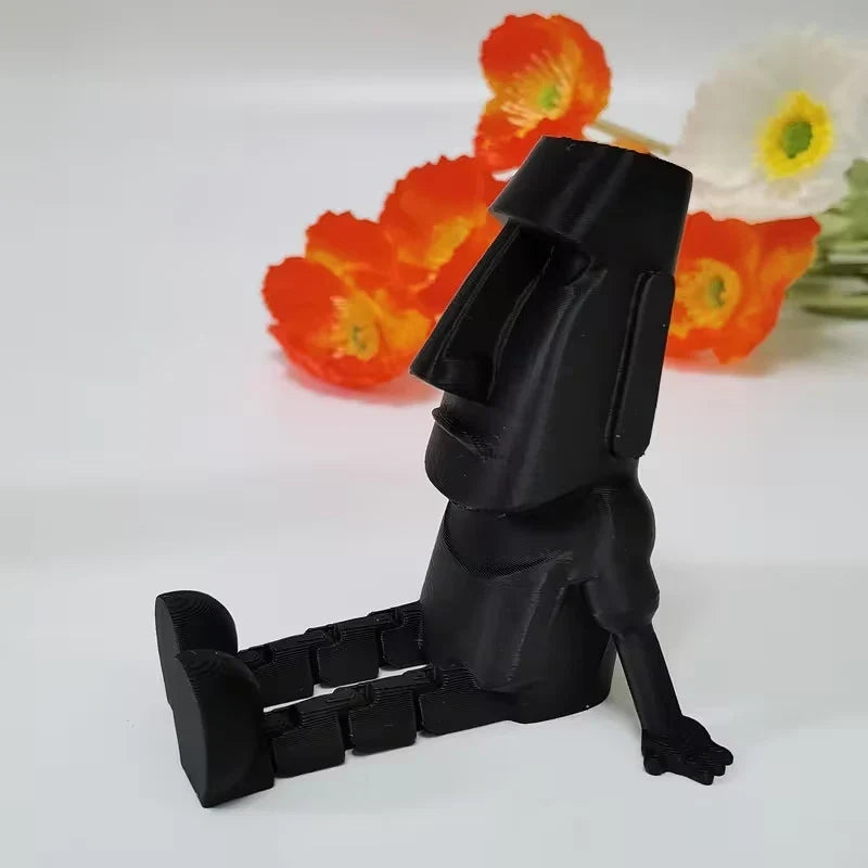 3D Printed Moai Statue – Movable Joints Collectible Figurine