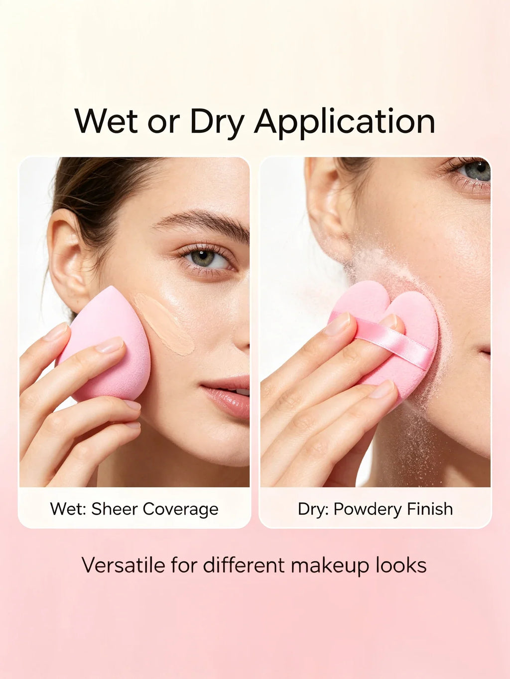 5-Piece Multi-Shape Makeup Sponge Set with Heart Puff