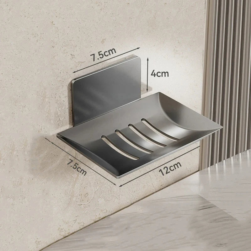 Wall Mounted Carbon Steel Soap Tray with Drainage – Black