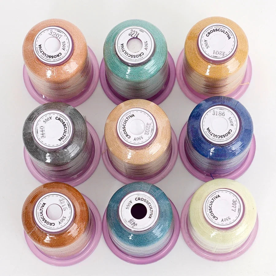9-Color Embroidery Thread Set – 550 Yards Polyester Floss