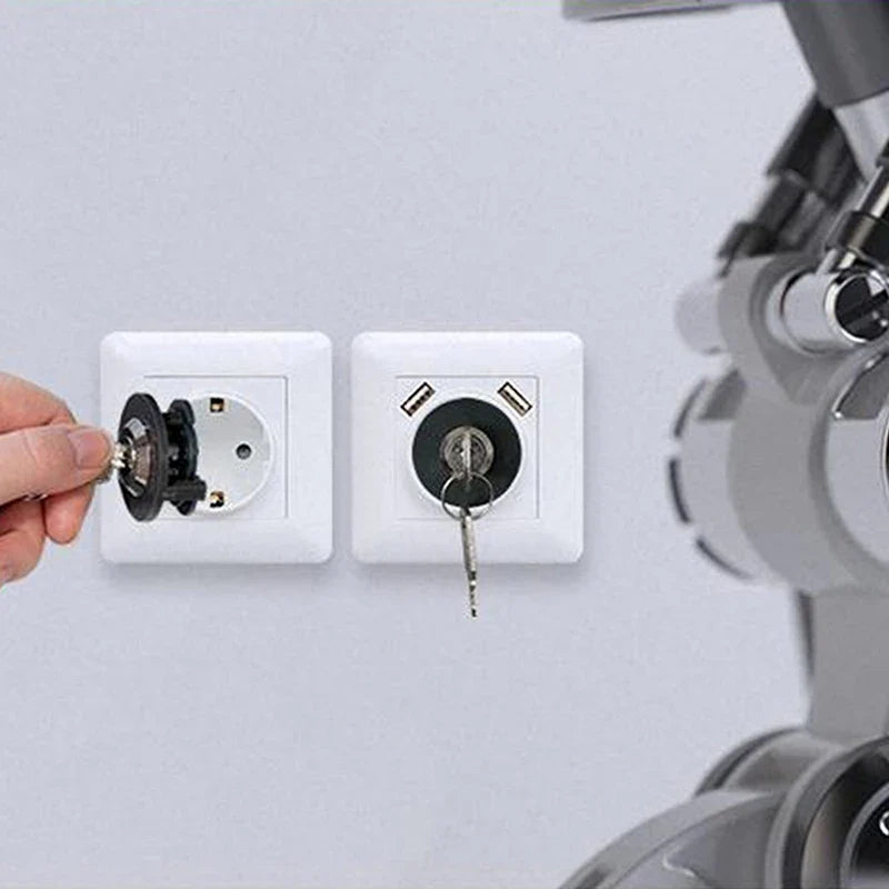 Child Safety Socket Lock with Key – Zinc-Alloy Outlet Lock