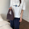 Women's Canvas Satchel – Candy Color Checkered Korean Style Bag