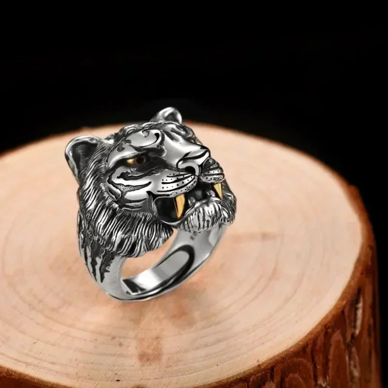Tiger Head Adjustable Biker Ring | Zinc Alloy Retro Punk Style