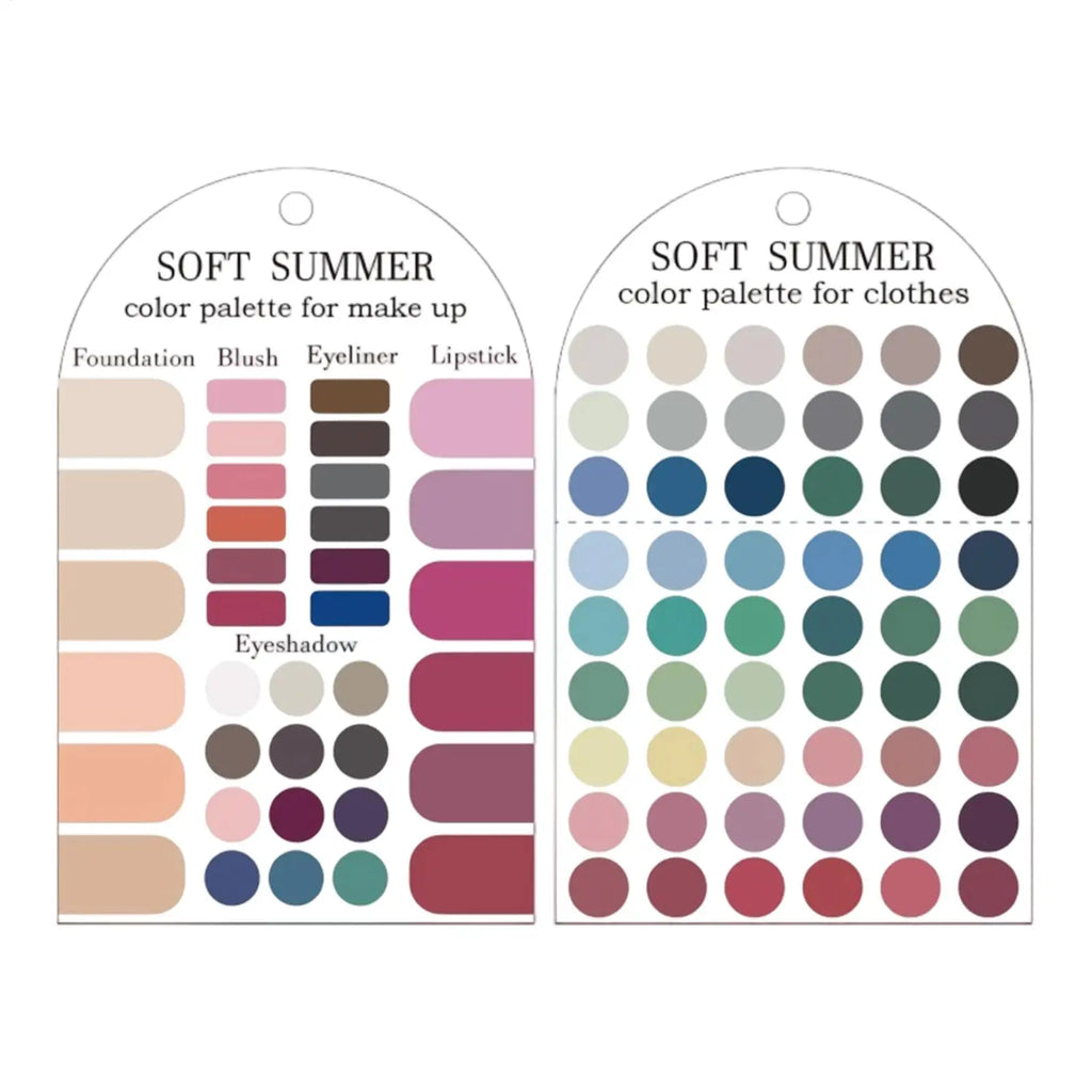 Soft Summer Seasonal Color Palette Cards – Makeup & Fashion Guide