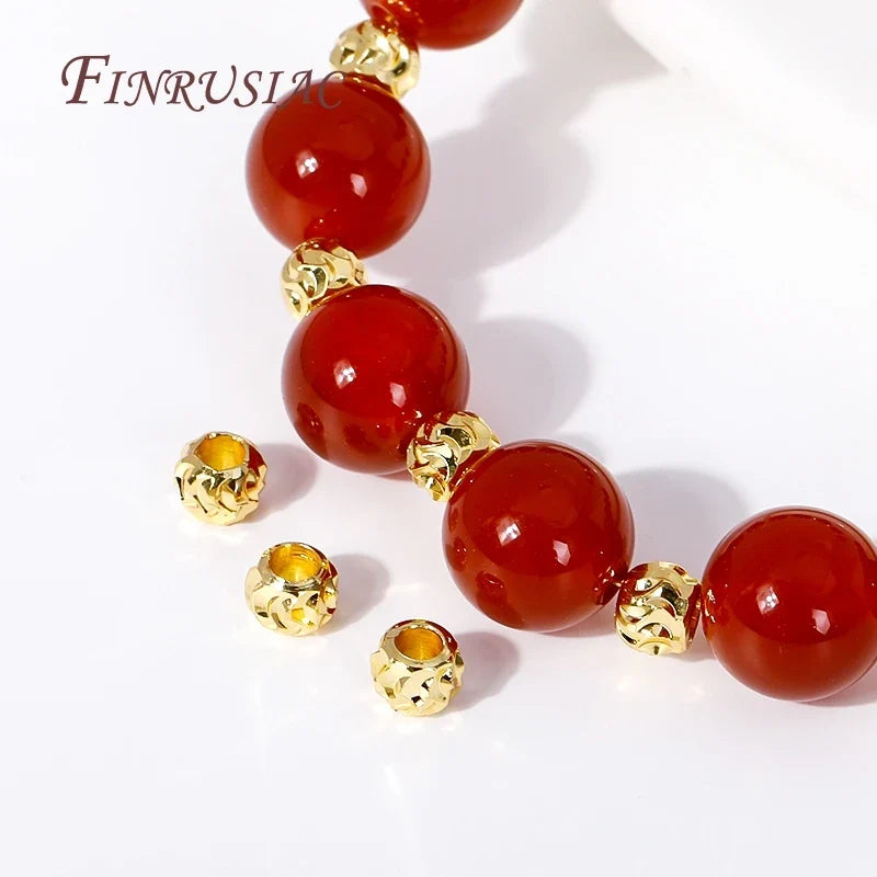 4mm 18K Gold Plated Corrugated Brass Spacer Beads for DIY Jewelry