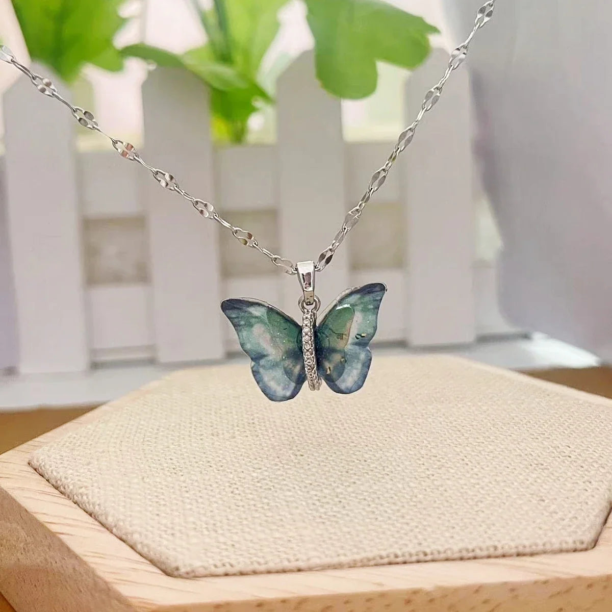 Zircon Butterfly Gradient Colorful Chain Necklace for Women