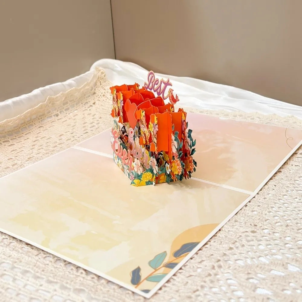 3D Pop-Up Mother's Day Card – Floral Bouquet Handmade Gift