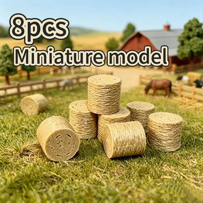 Miniature Hay Bale Farm Ornaments 8/16 Pcs – Landscape Décor