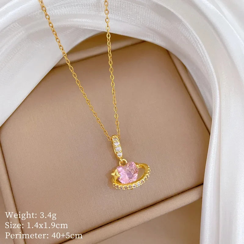 Women's Gold Heart Pendant Necklace – Stainless Steel Choker
