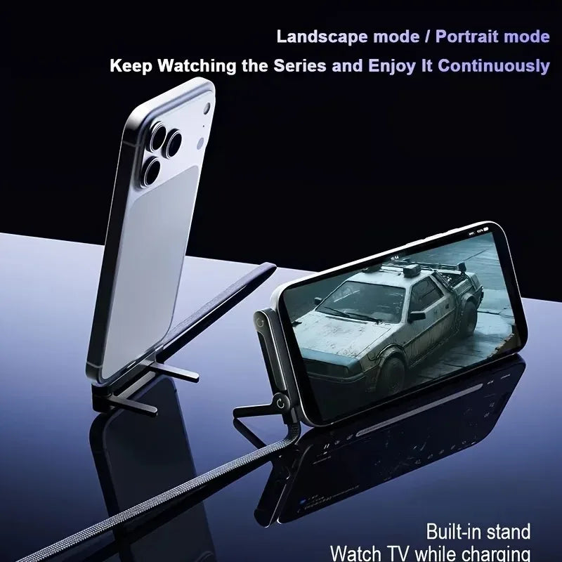 240W 180° Elbow Fast Charging Cable + Foldable Phone Holder Stand