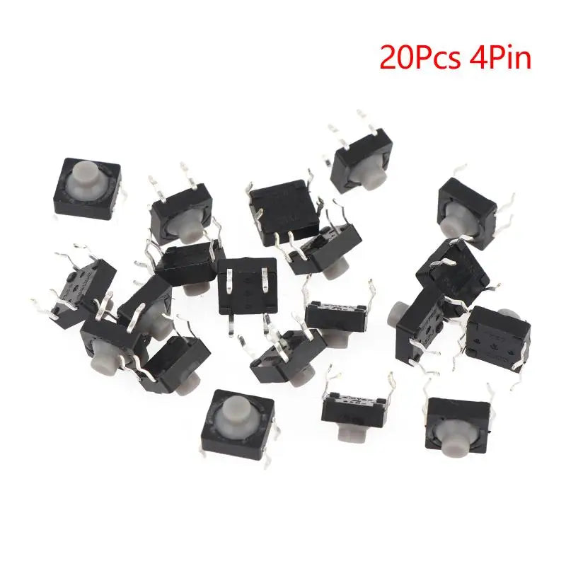 20Pcs Silent Tactile Push Button Switch 8x8x5mm 2Pin 4Pin DIY