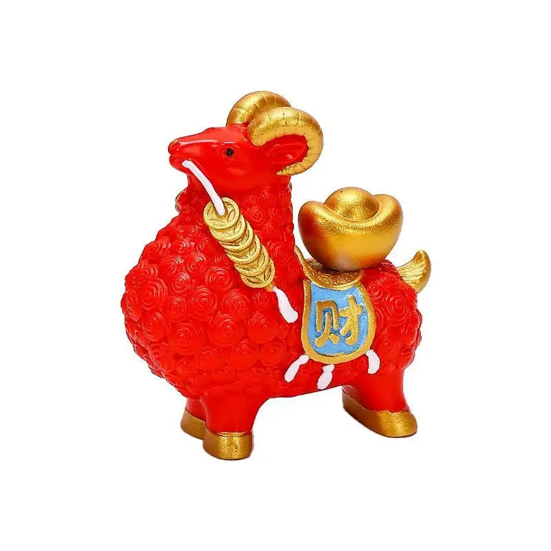 Feng Shui Golden Goat Statue Chinese Zodiac Wealth Figurine