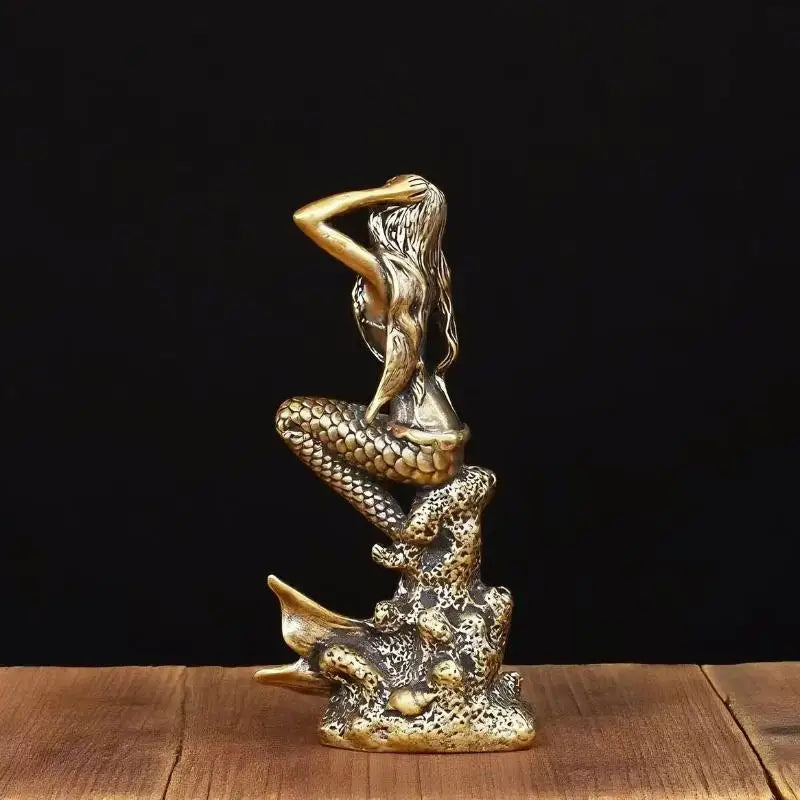 Mini Brass Mermaid Figurine Statue – Home Decor & Gift