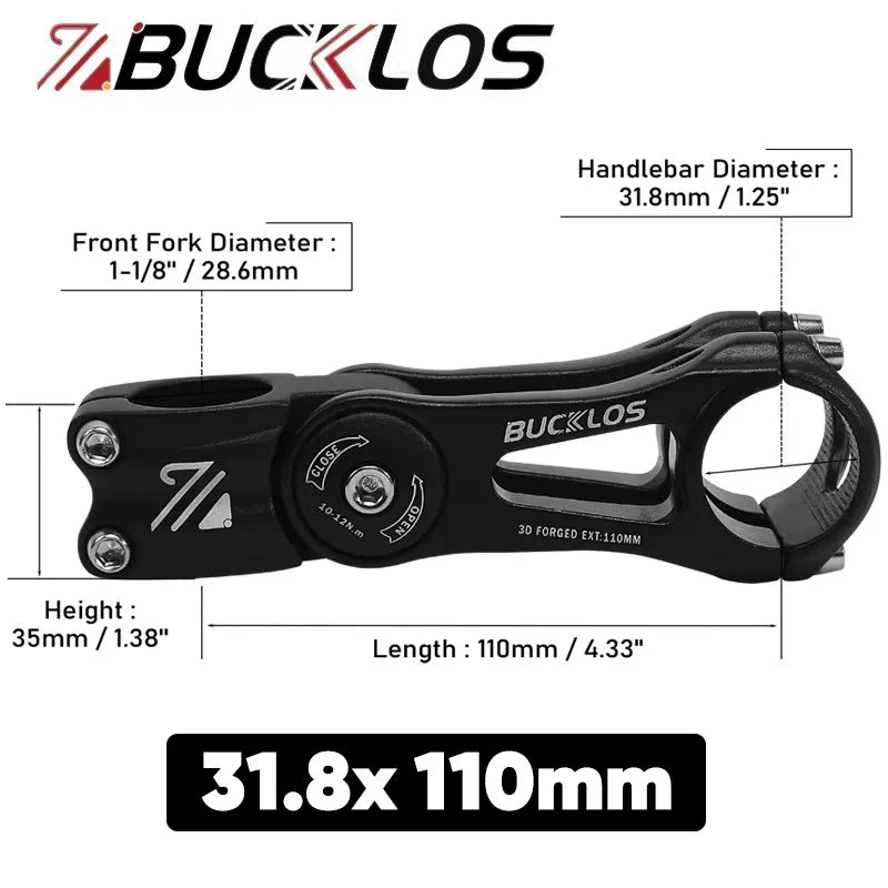 BUCKLOS Adjustable Bike Stem 3D Forged Aluminum 90–145mm