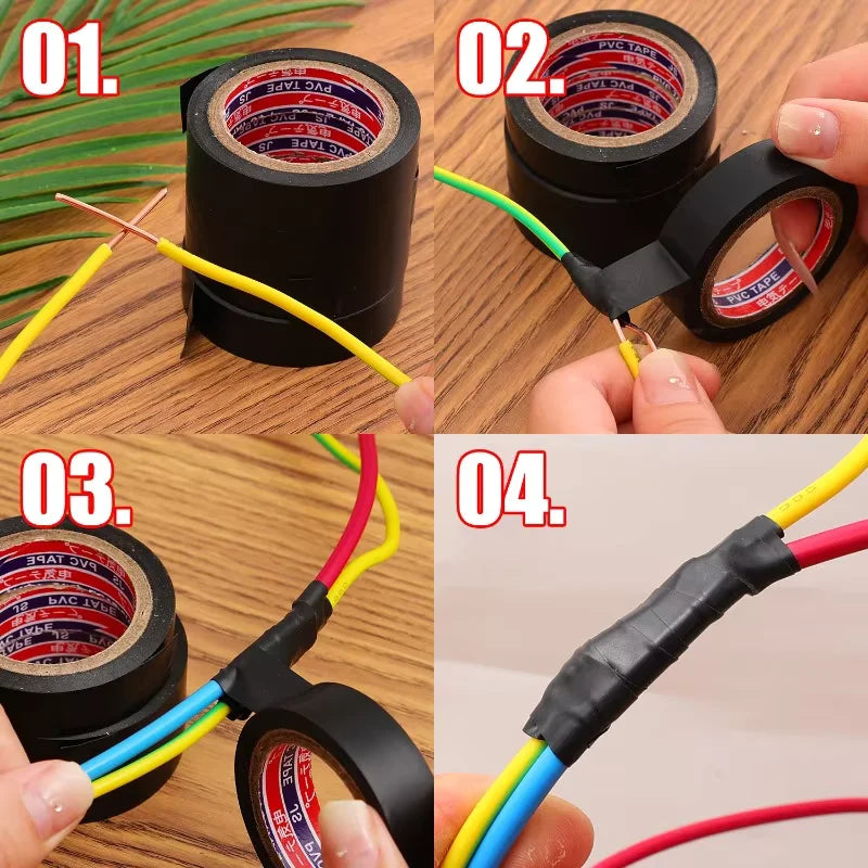 Black PVC Electrical Insulating Tape – Heat Resistant 50m Roll