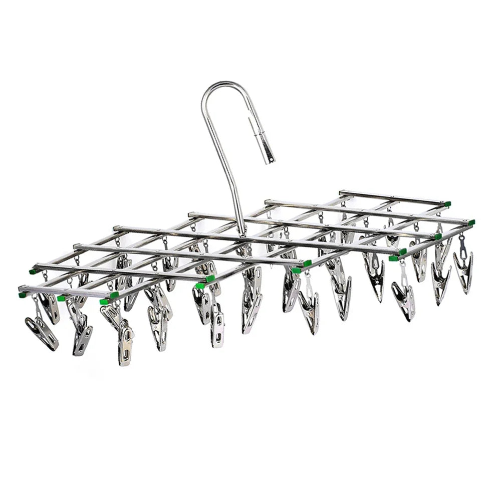 Stainless Steel Clothes Drying Rack – 35-Peg Swivel Hanger