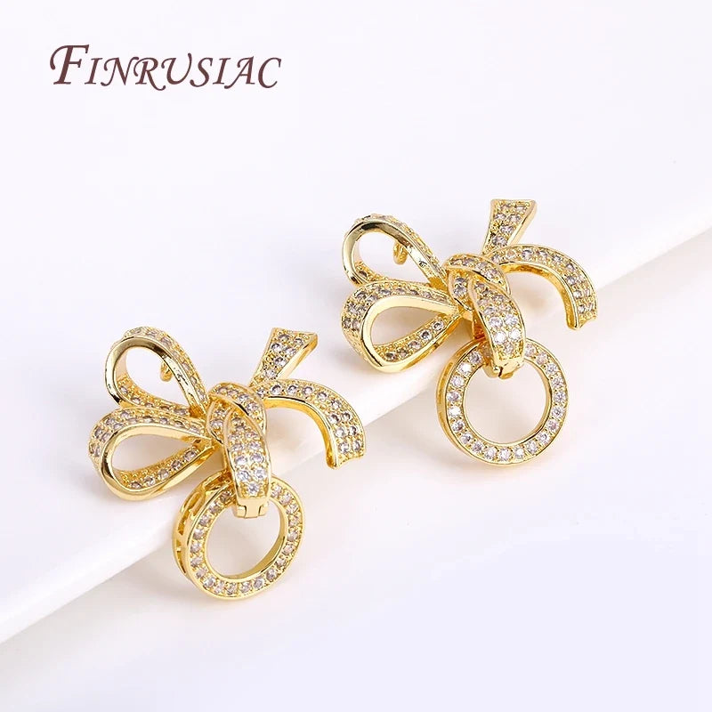 18K Gold Plated Zircon Butterfly Bowknot Pearl Clasp | DIY Jewelry