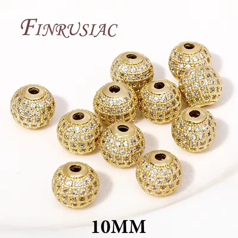 18K Gold Plated Zircon Flower Beads – DIY Jewelry Making