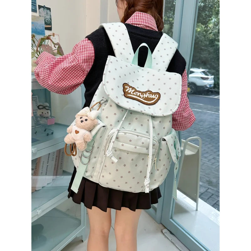 Korean Polka Dot Backpack – Large Cute School Bag for Girls