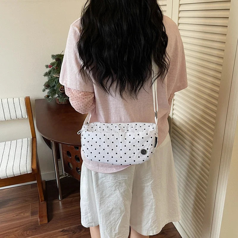 Korean Polka Dot Crossbody Bag – Large Capacity Women's Tote