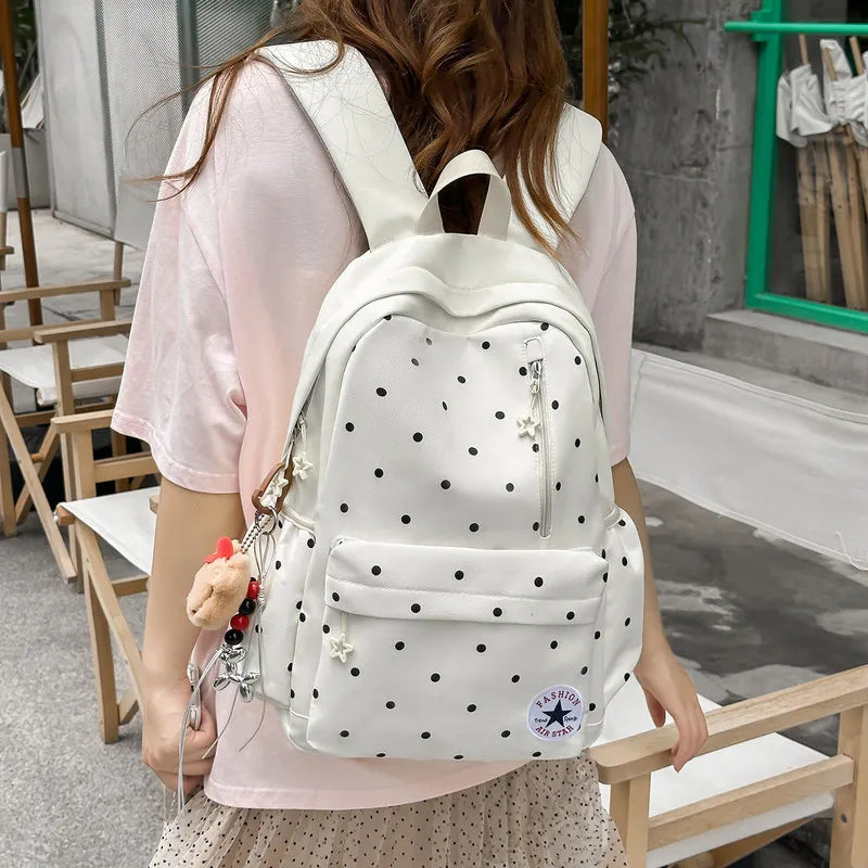 Japanese Polka Dot Backpack – Cute Girls School & Travel Bag