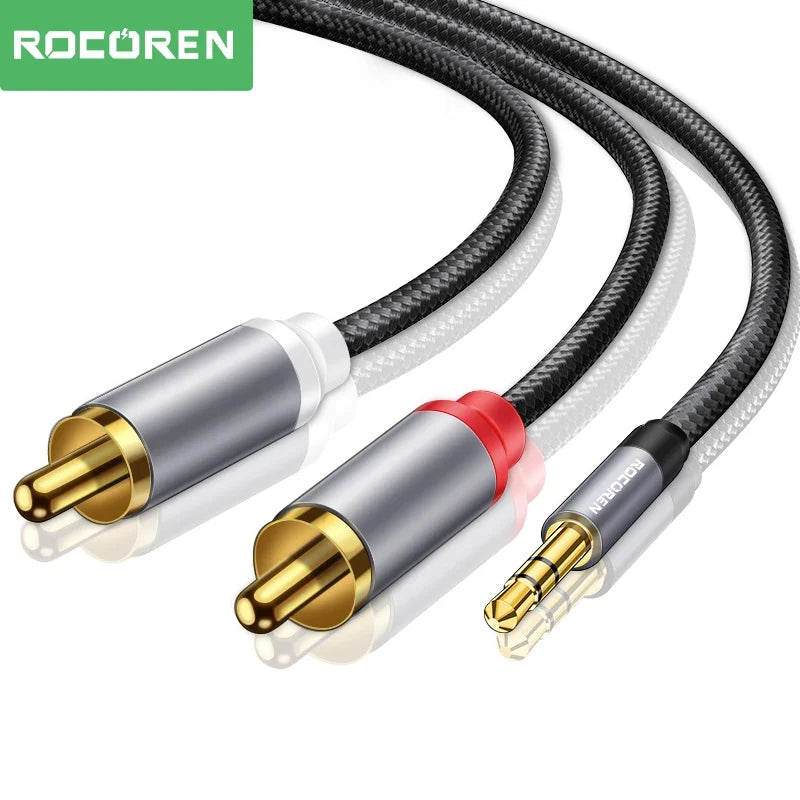 Rocoren 3.5mm to 2 RCA Male Aux Audio Cable Splitter
