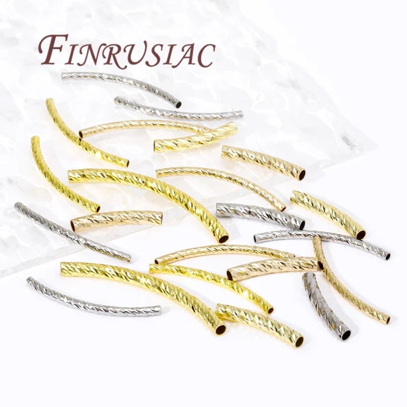 20Pcs 18K Gold Plated Brass Curved Tube Spacer Beads DIY