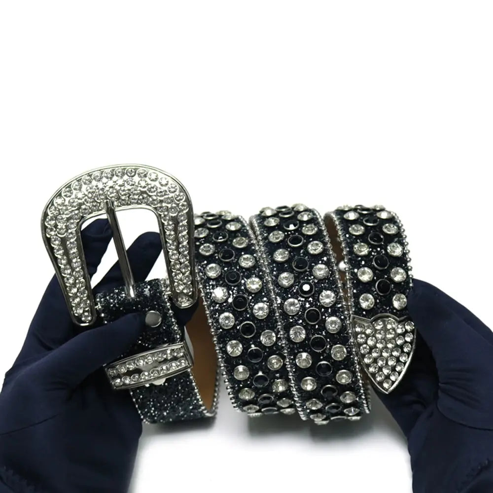 Women's Wide Rhinestone Belt – Luxury Faux Leather & Alloy Buckle