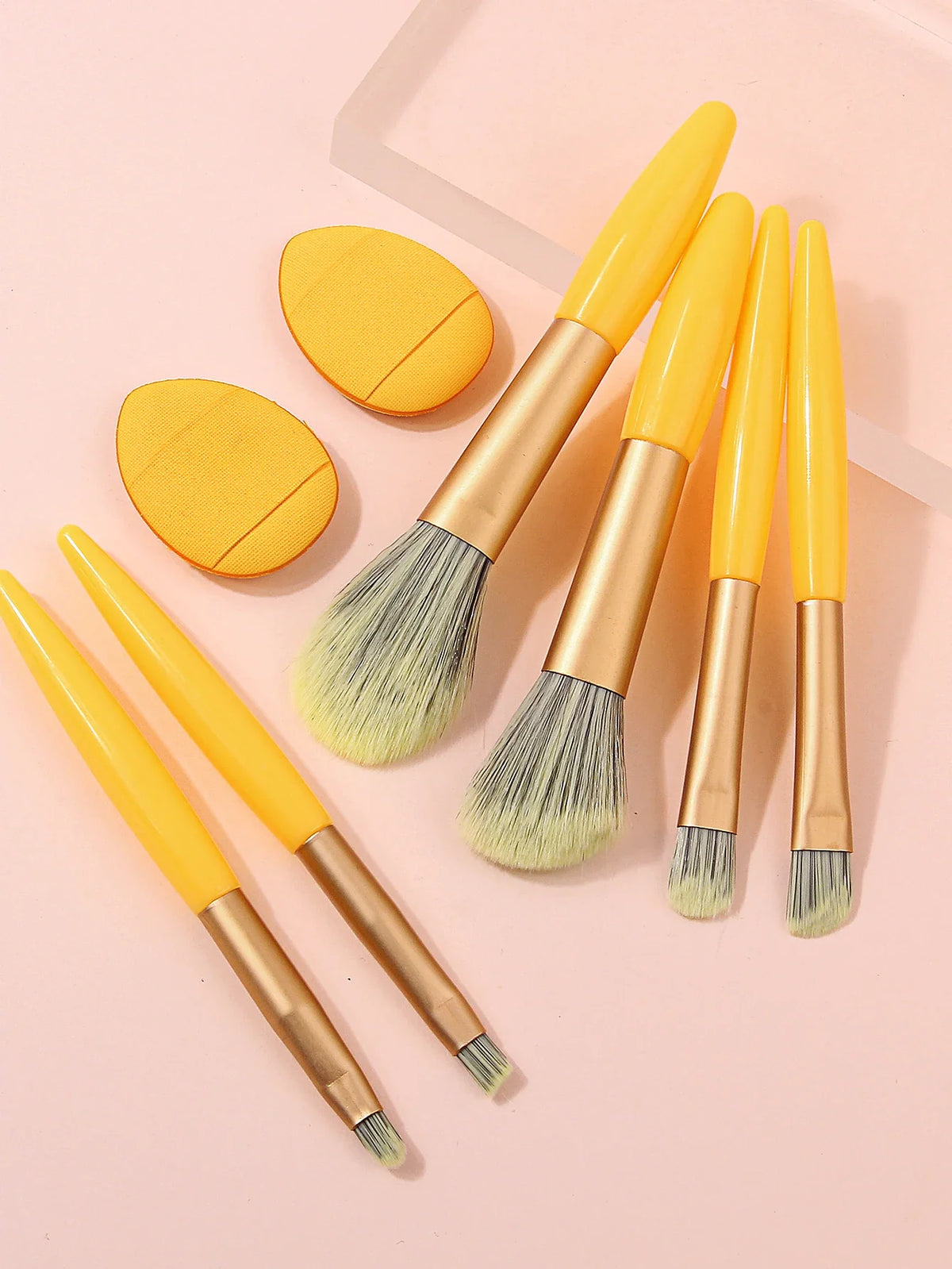 8-Piece Travel Makeup Brush Set with 2 Powder Puffs | Mini Kit