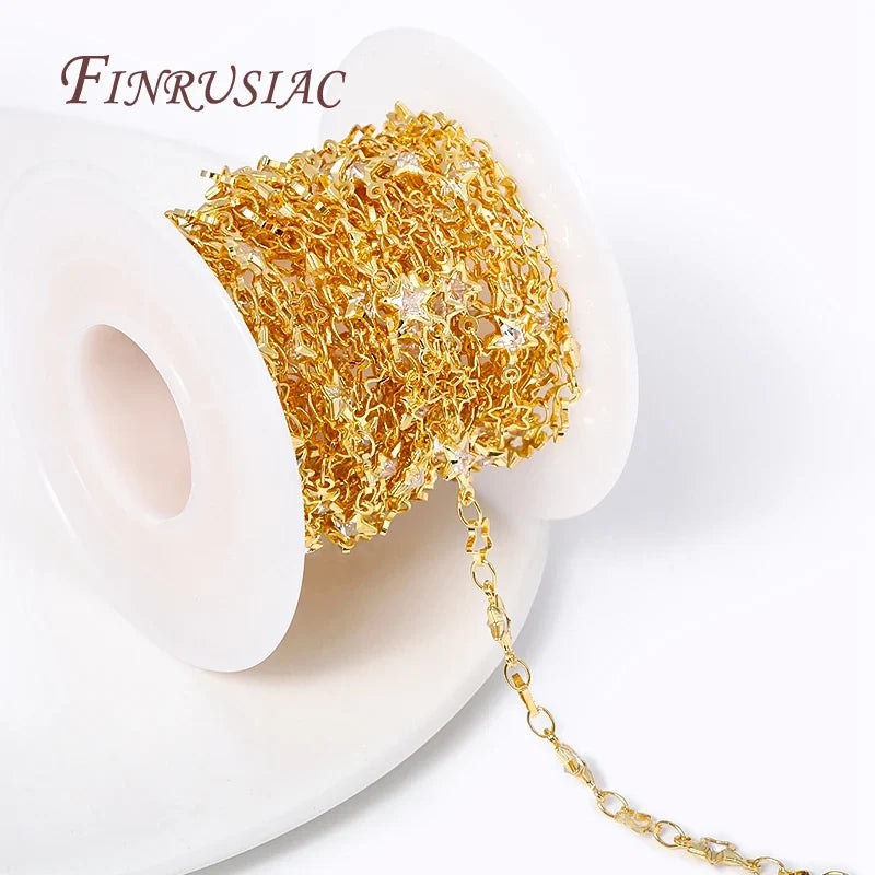 18K Gold Plated Star Zircon Link Chain | DIY Jewelry Making