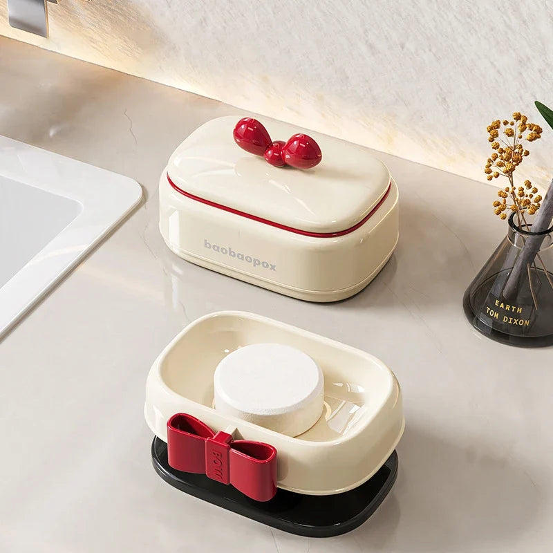 Leakproof Travel Soap Dish with Lid & Draining Layer