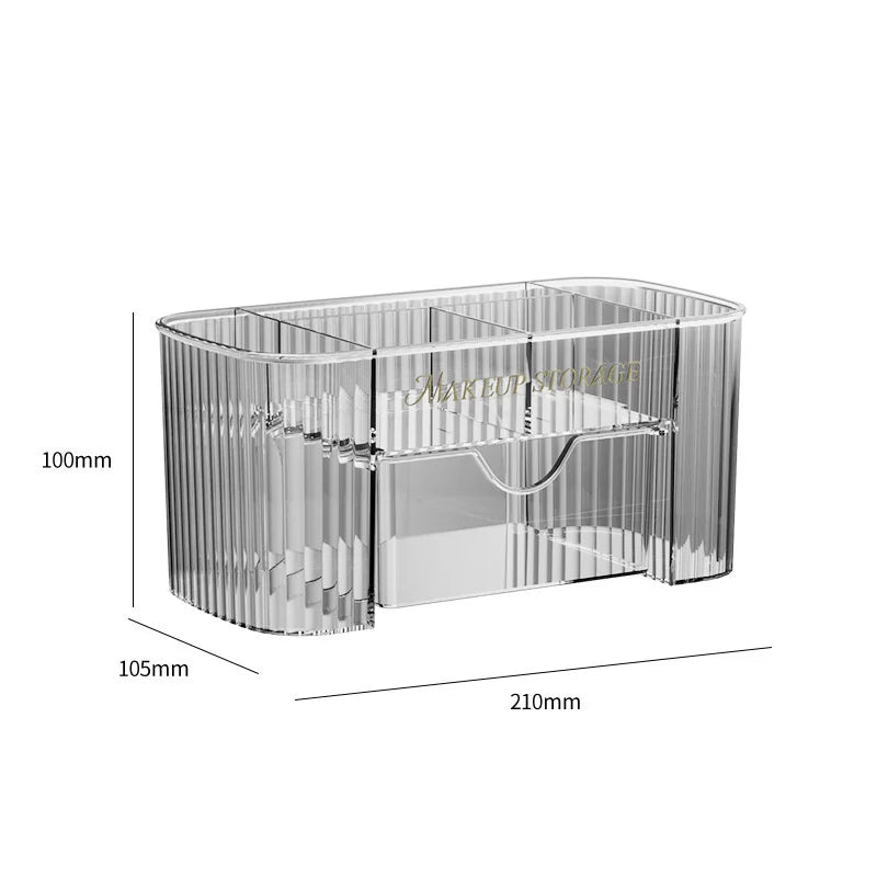 Multi-Tier Transparent Makeup Organizer with Drawers