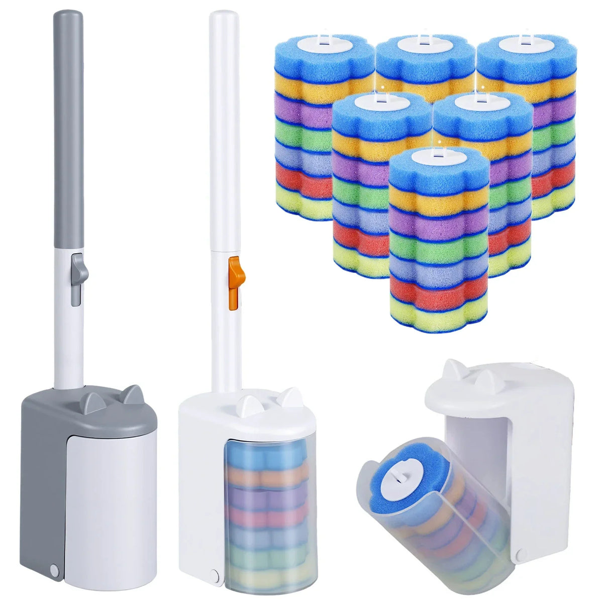 Toilet Brush Kit – 21 Disposable Heads & Wall Mount Holder
