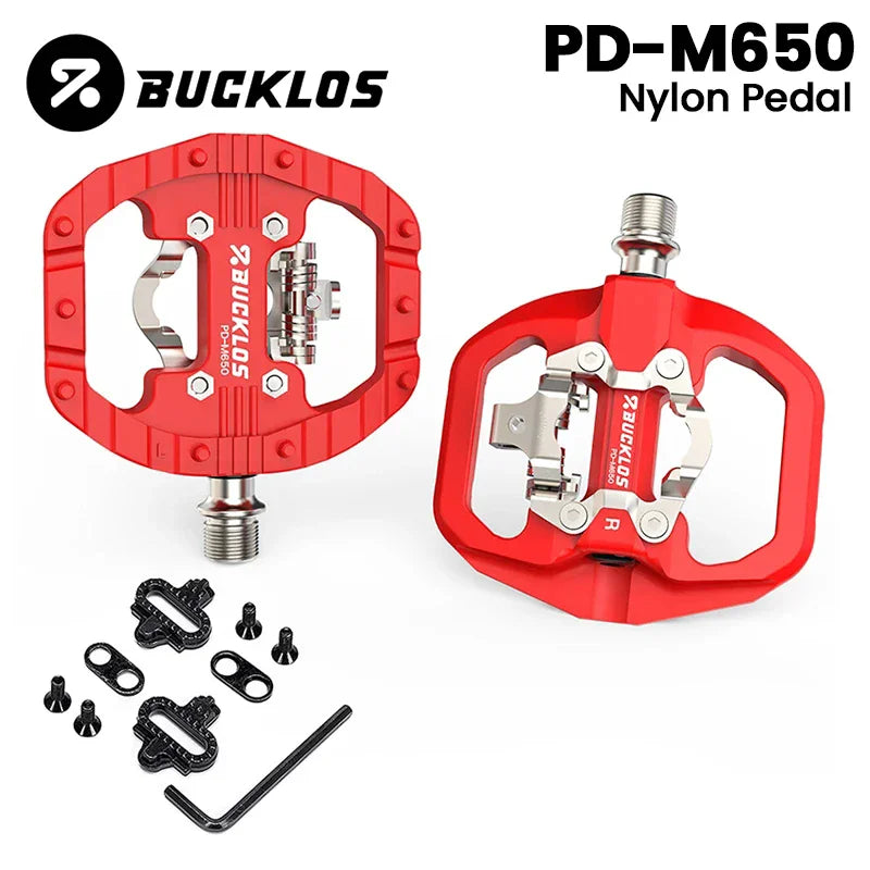 BUCKLOS Dual-Function Flat Clipless Pedals MTB & Road SPD