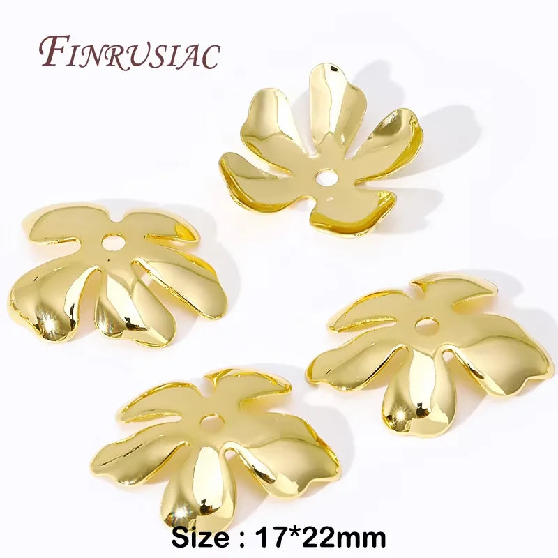 8.5mm Zircon Flower Bead Caps – 18K Gold Plated Brass DIY Jewelry