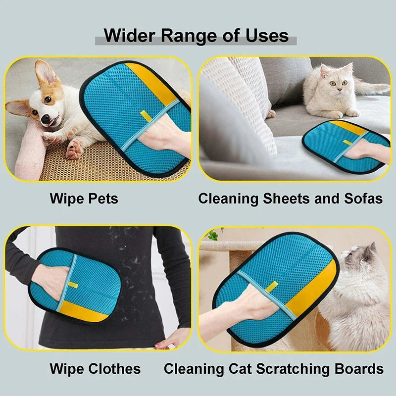 Pet Hair Remover Grooming Gloves for Cats & Dogs
