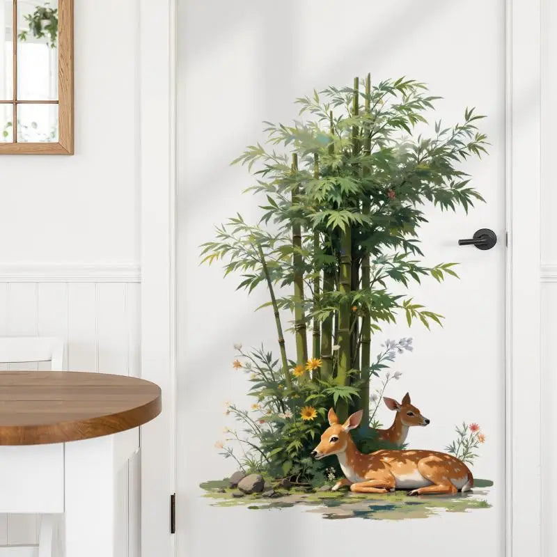 Tropical Bamboo & Deer PVC Wall Decals – Peel & Stick Stickers