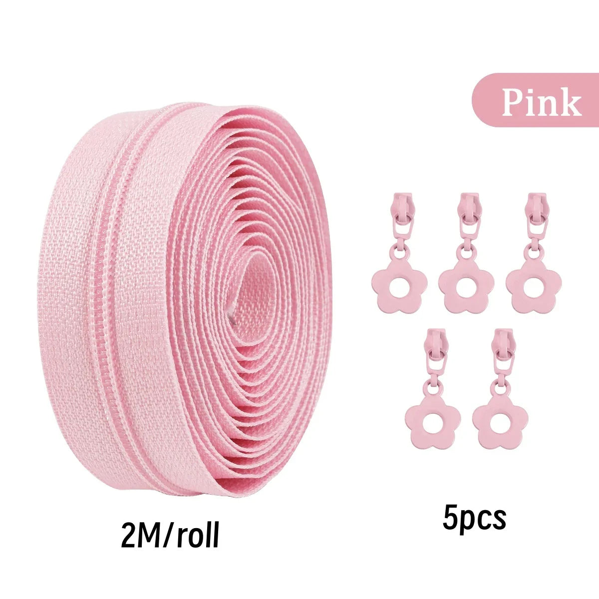 Nylon Zipper Set with Floral Pulls – 2M DIY Repair Kit