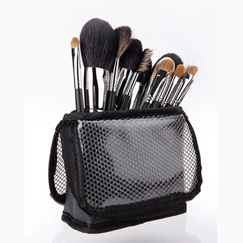 Foldable Stand-Up Makeup Brush Holder & Cosmetic Bag