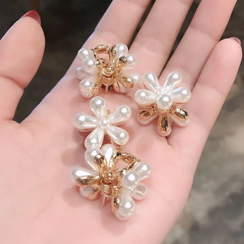 Pearl Camellia Hair Clip Set – Korean Floral Barrettes for Women