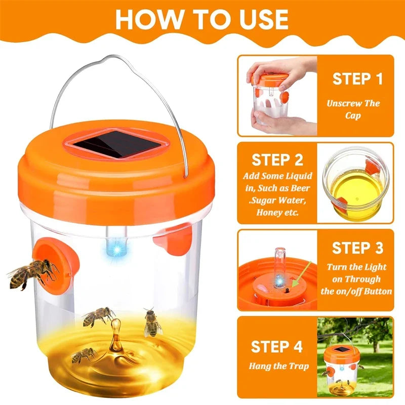 Solar Wasp & Insect Trap – UV LED Reusable Non-Toxic Bee Catcher