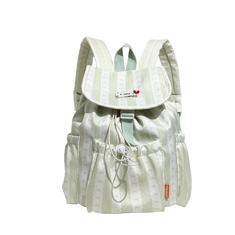 Striped Mini Drawstring Backpack for Women | Travel & School